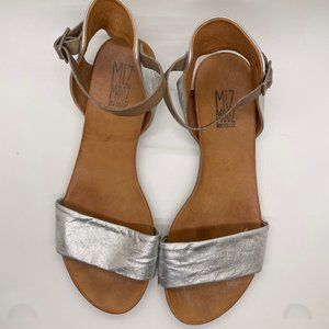 Miz Mooz  Alanis Strap Sandal  Silver Pewter  Soft Leather  Size 10